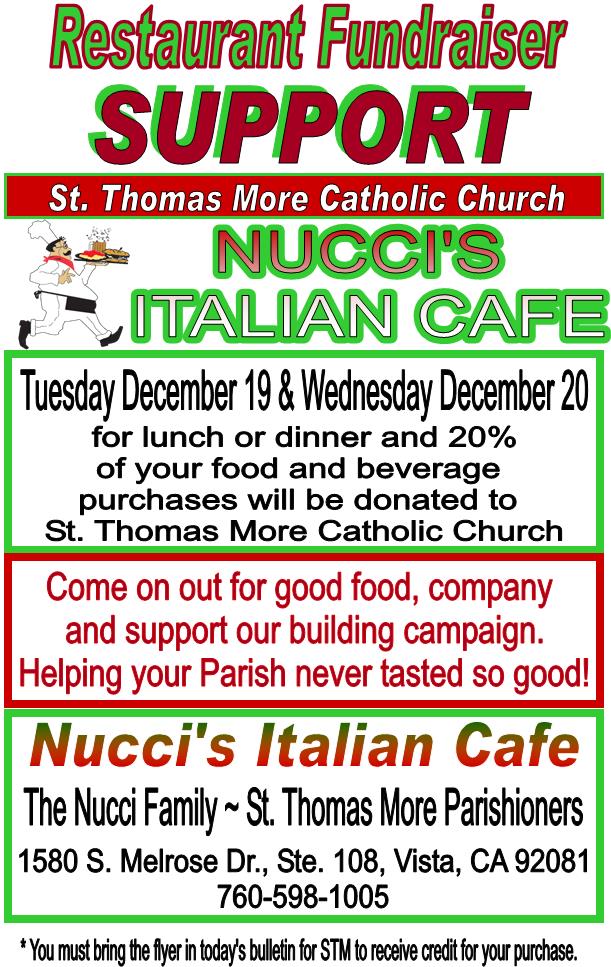 Restaurant Fundraiser at Nucci's