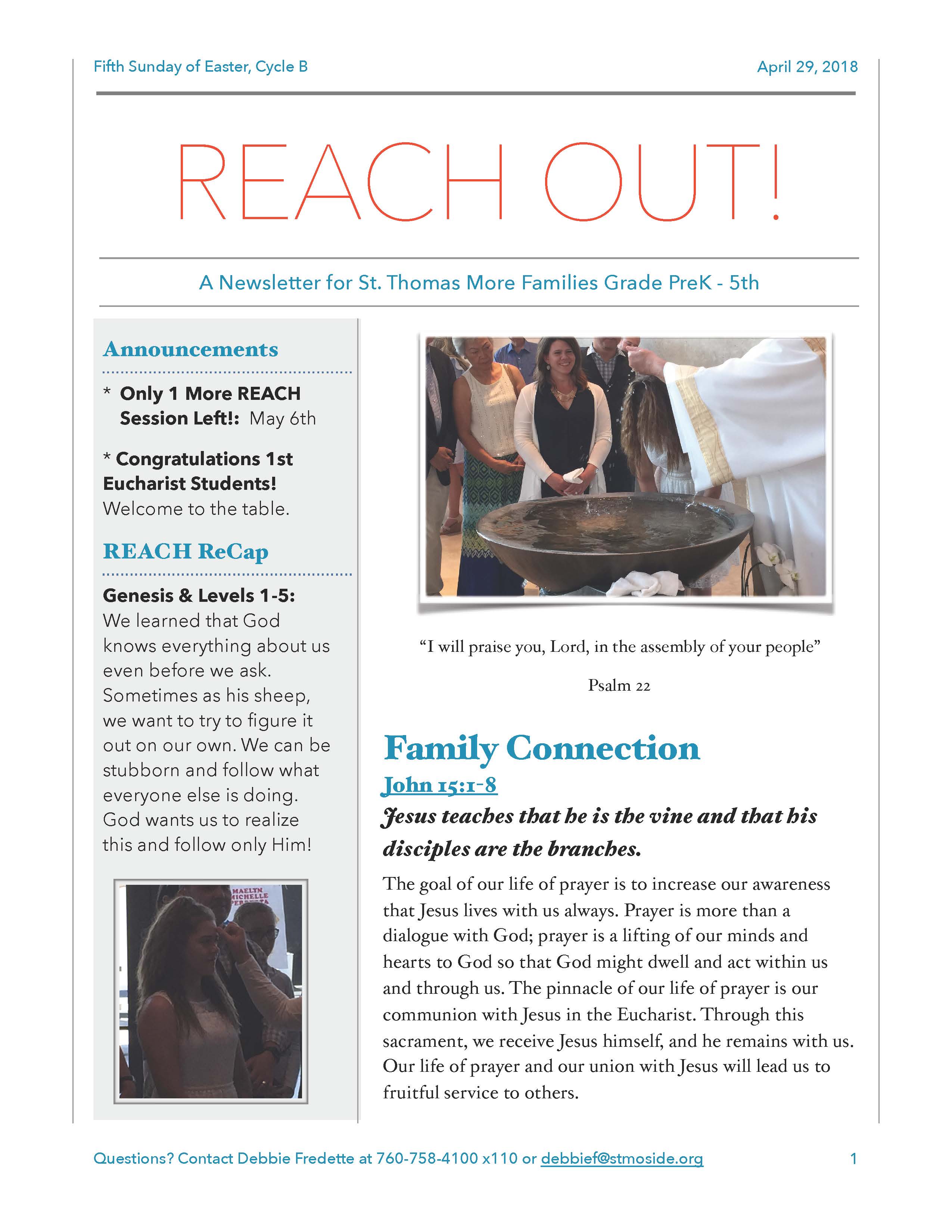 REACH Out Newsletter April 29, 2018