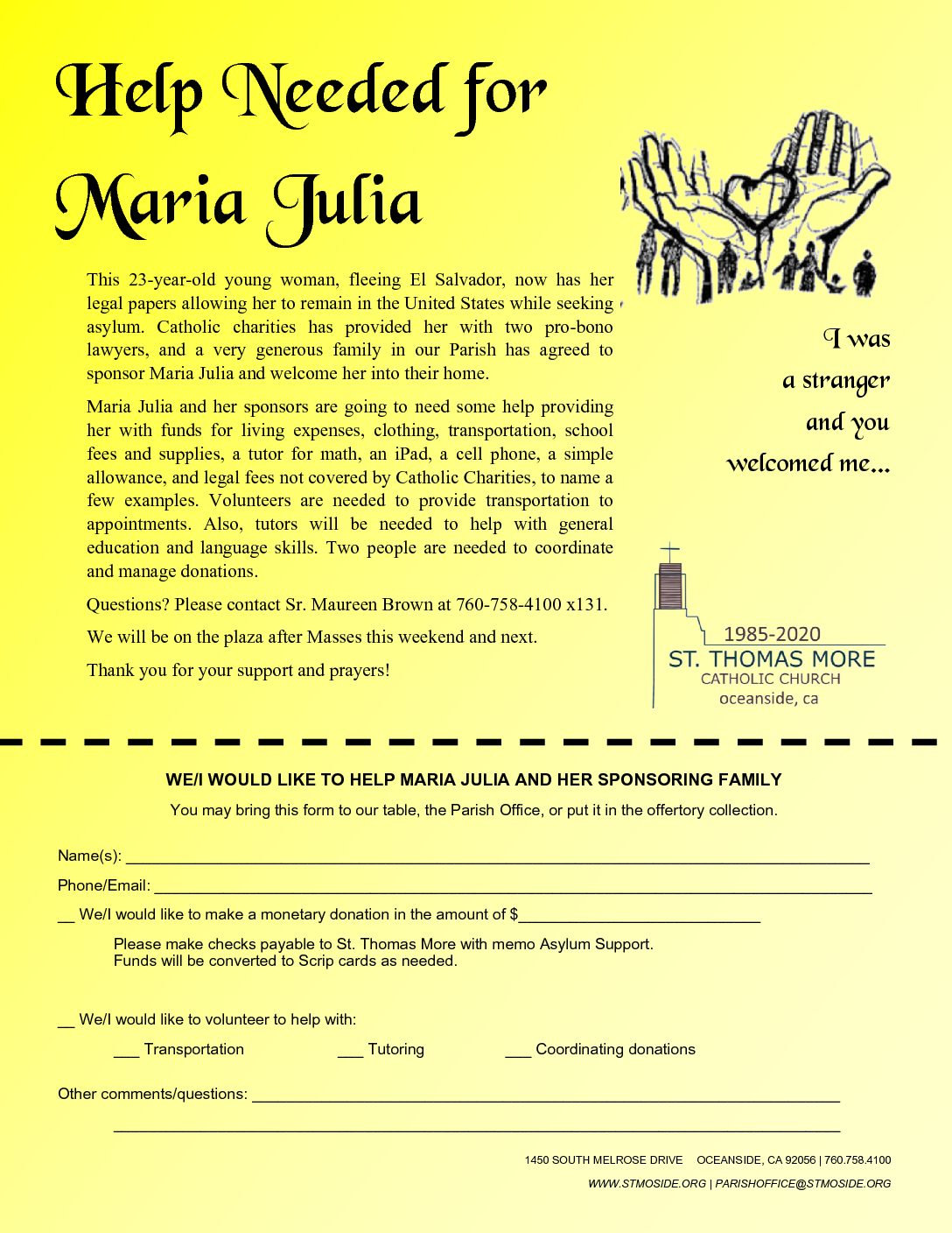Help Needed for Maria Julia, Asylum Applicant