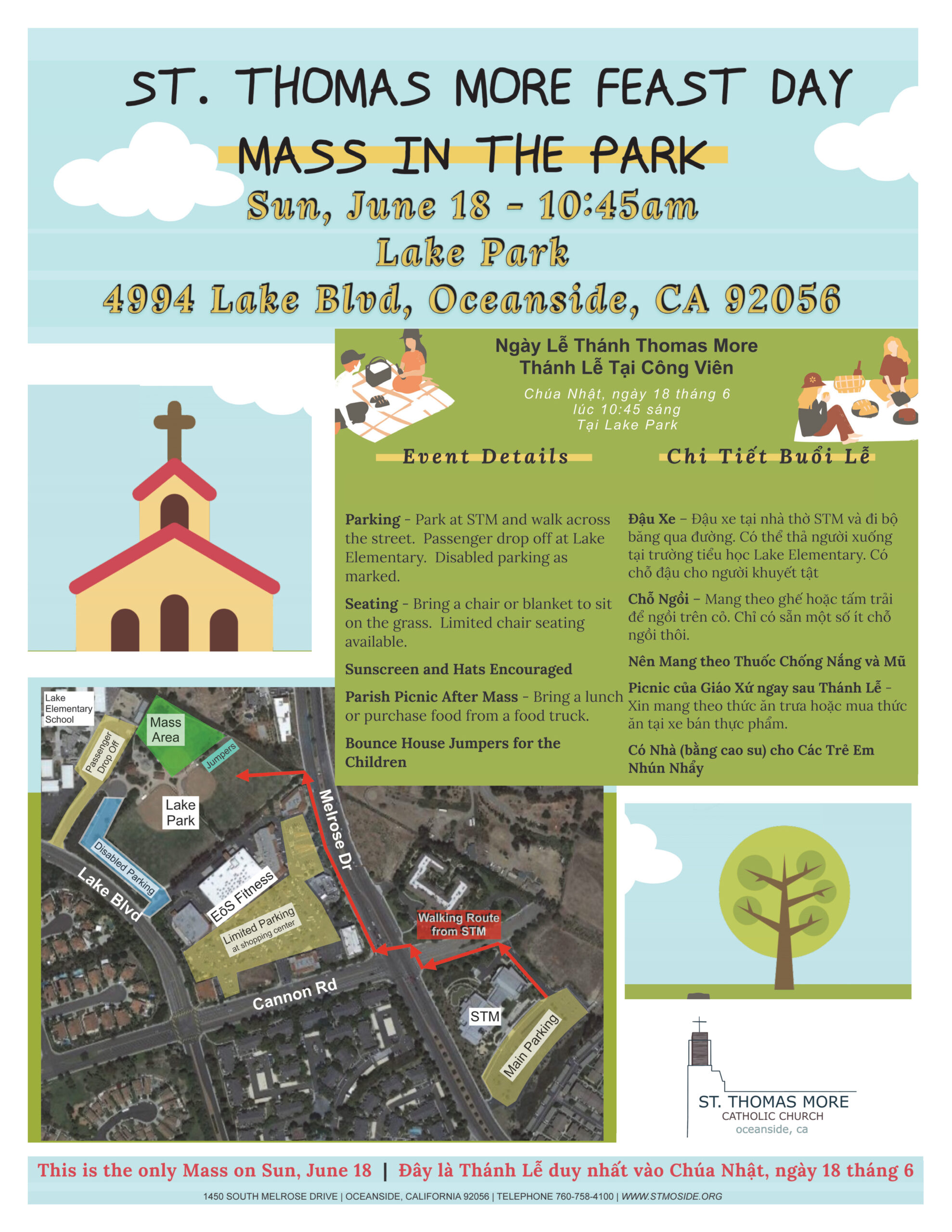 Mass in the Park, Sunday, June 18, 10:45am