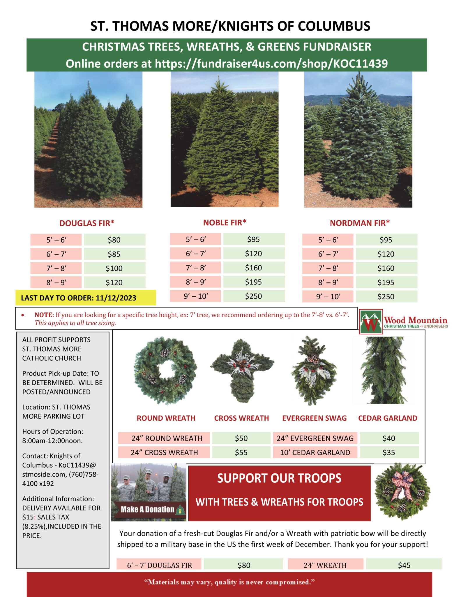 Knights of Columbus Christmas Tree and Wreath Sales St. Thomas More