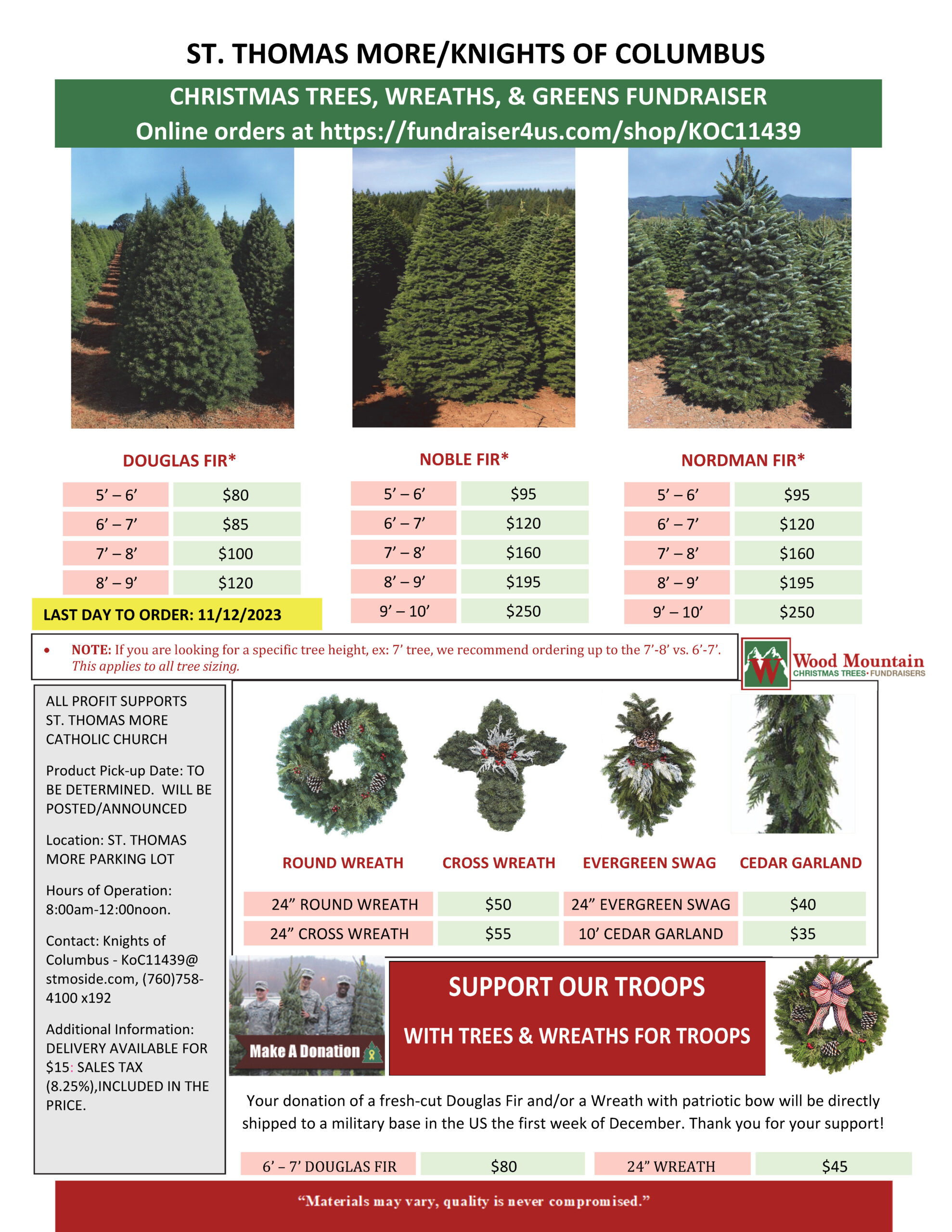 Knights of Columbus Christmas Tree and Wreath Sales