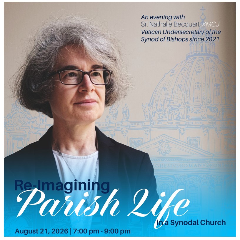 Register Now for “An Evening with Sister Nathalie Becquart, XMCJ, Undersecretary of the Synod of Bishops at the Vatican.” ~ Aug 21 at St. Gregory the Great ~
